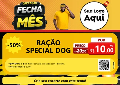 Modelo de Cartaz para Cartaz A4 Horizontal com o tema Operação Fecha Mês para Pet Shop