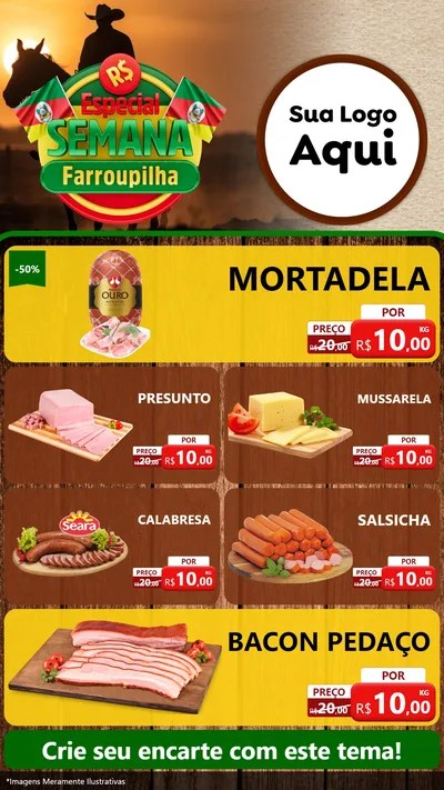 Modelo de TV para TV Vertical com o tema Especial Semana Farroupilha para Frios e Laticínios