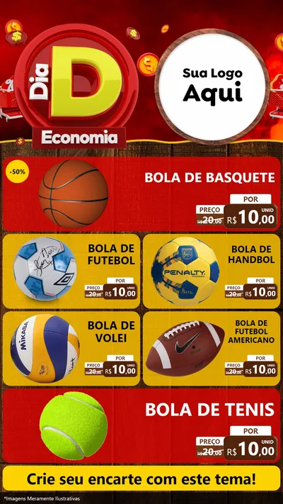 Modelo de TV para TV Vertical com o tema Dia D Economia para Artigos Esportivos