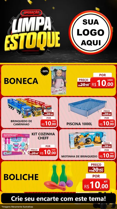 Modelo de TV para TV Vertical com o tema Operação Limpa Estoque para Brinquedos