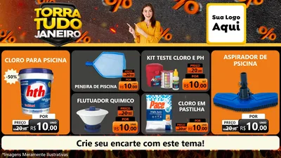 Modelo de TV para TV Horizontal com o tema Torra Tudo Janeiro para Produtos para Piscina