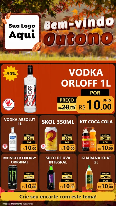 Modelo de Rede Social para Stories com o tema Bem-vindo Outono para Distribuidora de bebidas