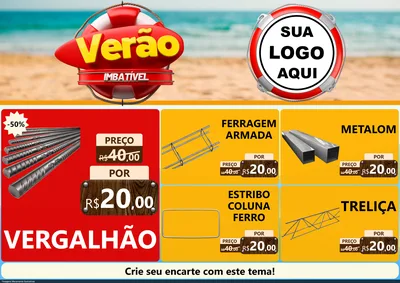 Modelo de Encarte para Encarte A4 Horizontal com o tema Verão Imbatível para Ferragens