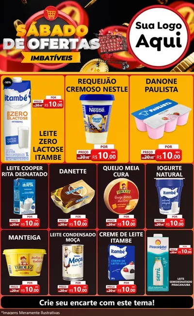 Modelo de Encarte para Encarte Grande com o tema Sábado de Ofertas Imbatíveis para Frios e Laticínios