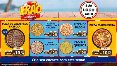 Modelo de TV para TV Horizontal com o tema Verão de Ofertas para Pizzaria