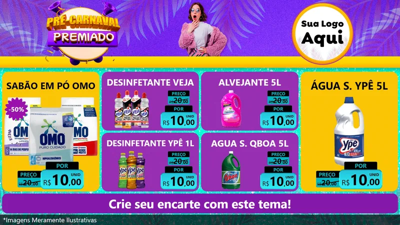 Modelo de TV para TV Horizontal com o tema Pré-Carnaval Premiado para Produtos de Limpeza