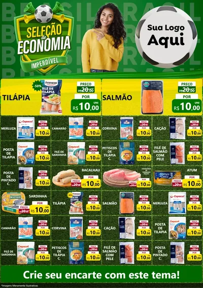Modelo de Encarte para Encarte A4 Vertical com o tema Seleção de Economia - Copa para Peixaria