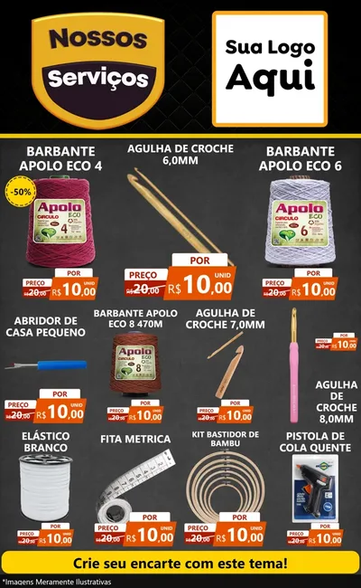 Modelo de Encarte para Encarte Grande com o tema Nossos Serviços para Armarinho e Aviamentos