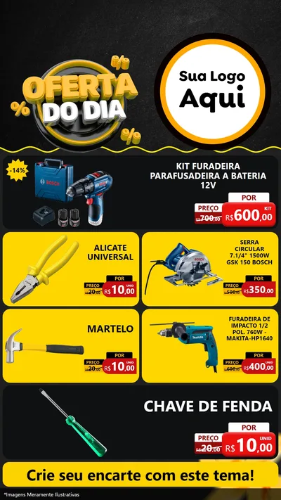 Modelo de TV para TV Vertical com o tema Oferta Do Dia para Maquinas e Ferramentas
