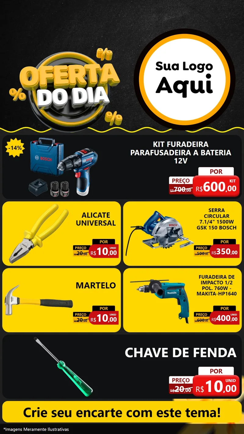 Modelo de TV para TV Vertical com o tema Oferta Do Dia para Maquinas e Ferramentas
