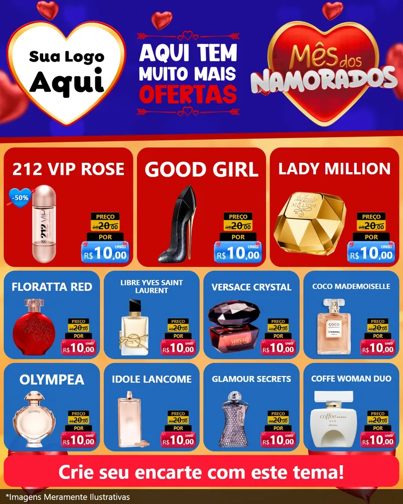 Modelo de Rede Social para Feed Instagram com o tema Mês dos Namorados para Perfumes