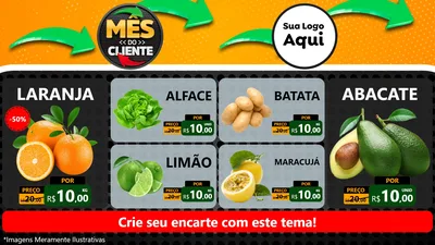 Modelo de TV para TV Horizontal com o tema Mês do Cliente para Hortifrúti
