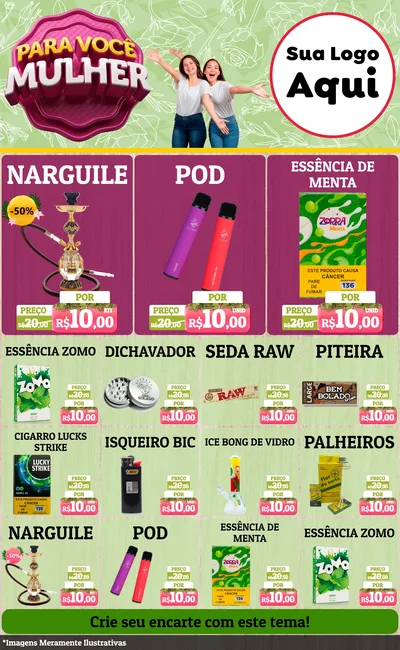 Modelo de Encarte para Encarte Grande com o tema Para Você Mulher para Tabacaria