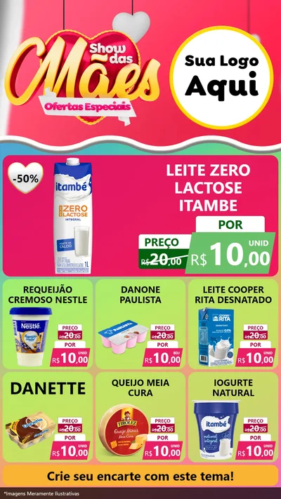 Modelo de Rede Social para Stories com o tema Show das Mães - Ofertas Especiais para Frios e Laticínios