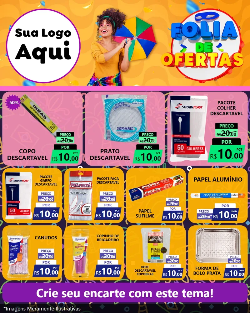 Modelo de Rede Social para Feed Instagram com o tema Folia de Ofertas para Embalagens