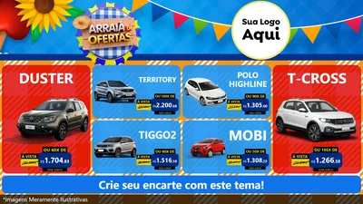 Modelo de TV para TV Horizontal com o tema Arraiá de Ofertas para Concessionaria de Carros