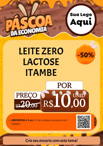 Modelo de Cartaz para Cartaz A4 Vertical com o tema Páscoa da Economia para Frios e Laticínios