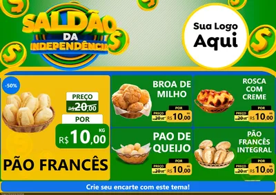 Modelo de Encarte para Encarte A4 Horizontal com o tema Saldão da Indepêndencia para Padaria