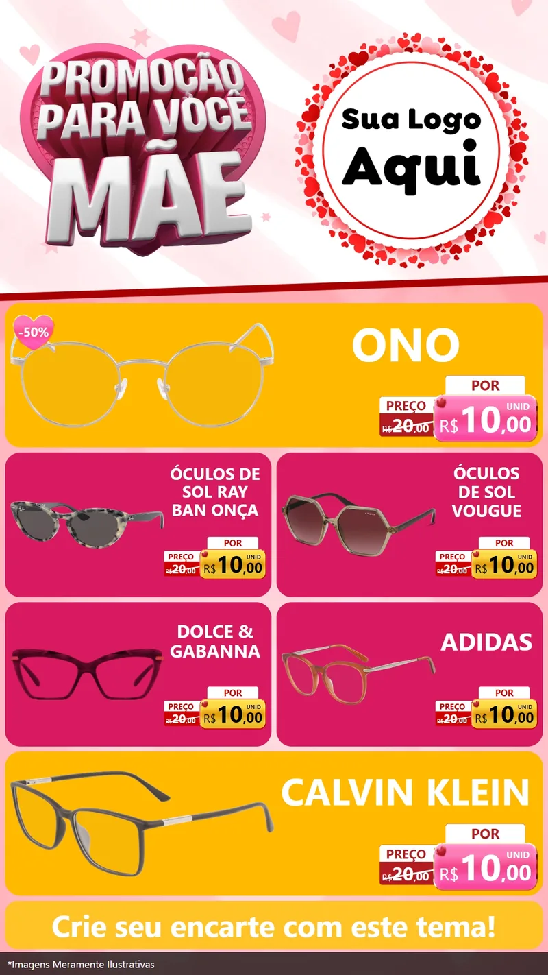 Modelo de TV para TV Vertical com o tema Promoção Para Você Mãe para Óticas