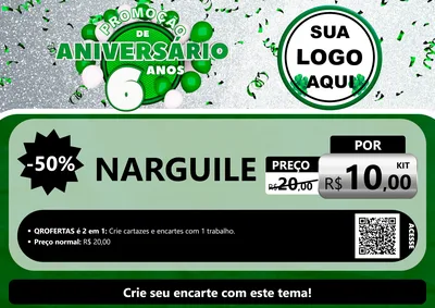 Modelo de Cartaz para Cartaz A4 Horizontal com o tema Promoção de Aniversário - 6 Anos para Tabacaria
