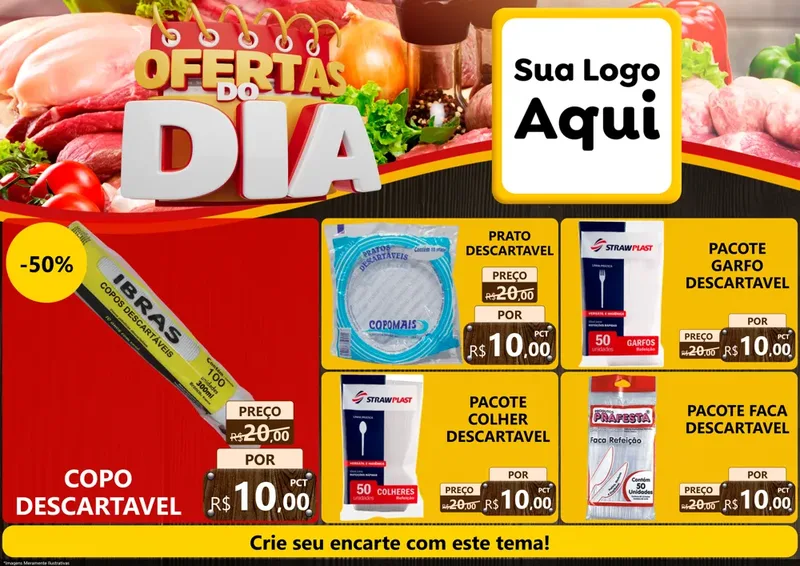 Modelo de Encarte para Encarte A4 Horizontal com o tema Ofertas do Dia para Embalagens