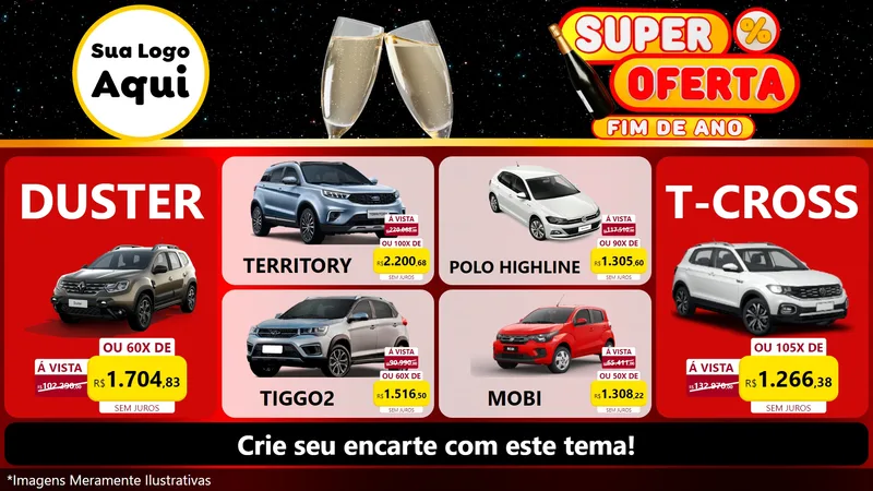 Modelo de TV para TV Horizontal com o tema Super Oferta Fim de Ano para Concessionaria de Carros
