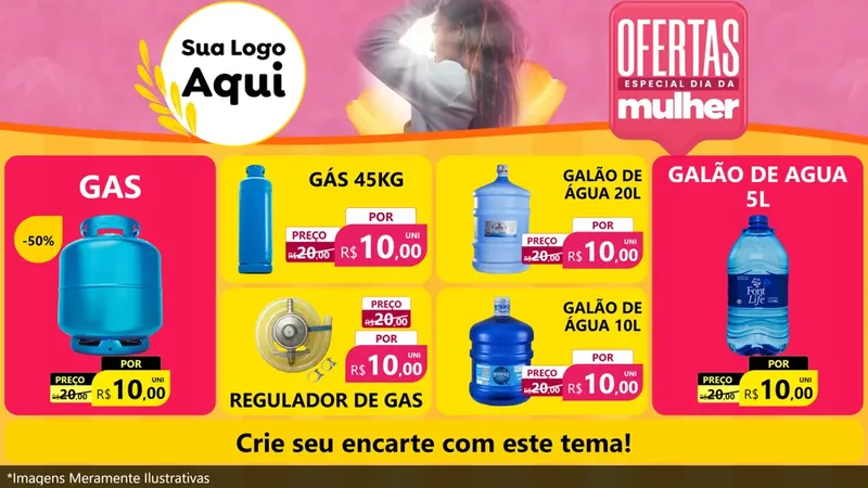 Modelo de TV para TV Horizontal com o tema Ofertas - Especial Dia Das Mulheres para Água e gás