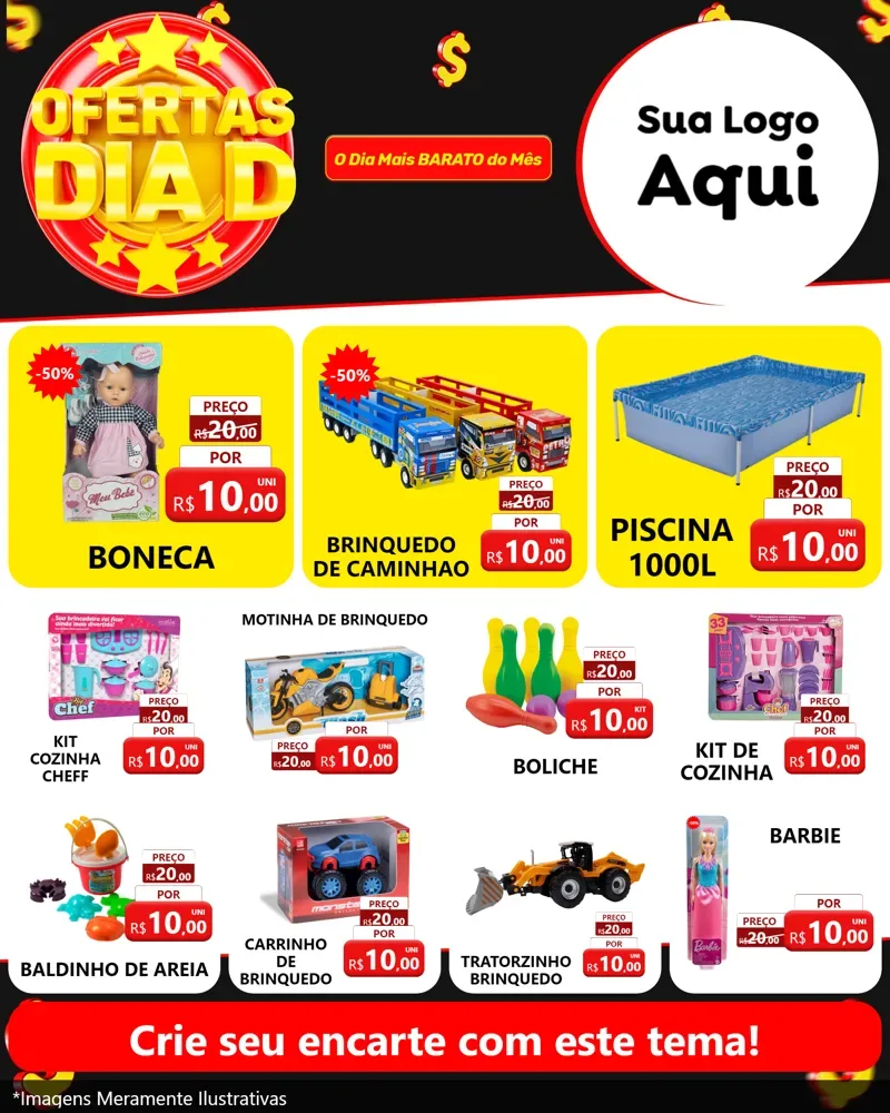 Modelo de Rede Social para Feed Instagram com o tema Dia D para Brinquedos