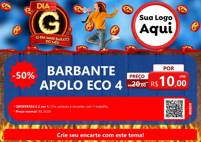 Modelo de Cartaz para Cartaz A4 Horizontal com o tema Dia G - O Dia Mais Barato Do Mês para Armarinho e Aviamentos