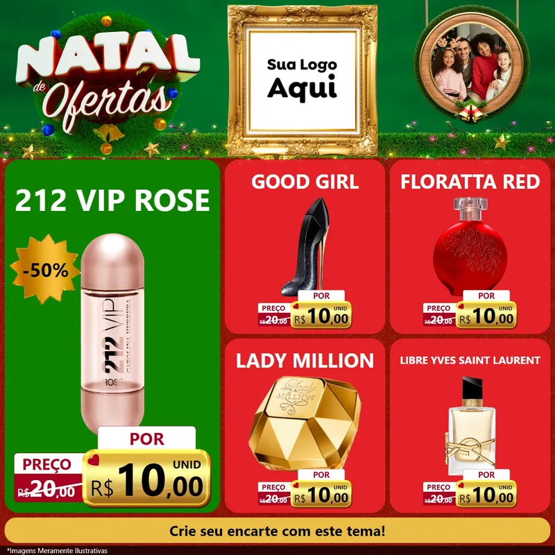 Modelo de Rede Social para Feed Facebook com o tema Natal de Ofertas para Perfumes