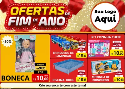Modelo de Encarte para Encarte A4 Horizontal com o tema Ofertas de Fim de Ano para Brinquedos