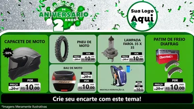 Modelo de TV para TV Horizontal com o tema Promoção de Aniversário - 2 Anos para Moto peças