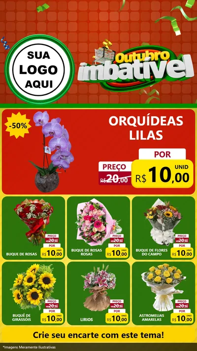 Modelo de Rede Social para Stories com o tema Outubro Imbatível para Floricultura e jardim