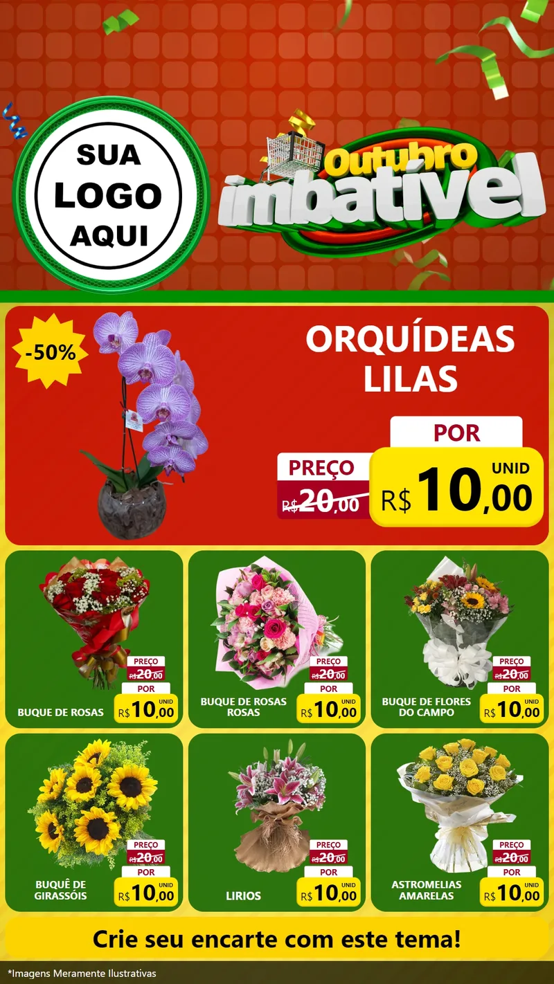 Modelo de Rede Social para Stories com o tema Outubro Imbatível para Floricultura e jardim