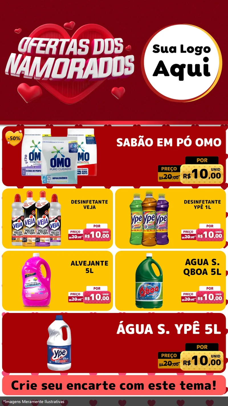 Modelo de TV para TV Vertical com o tema Ofertas Dos Namorados para Produtos de Limpeza