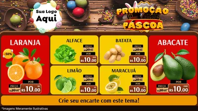 Modelo de TV para TV Horizontal com o tema Promoção Páscoa para Hortifrúti