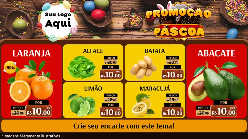 Modelo de TV para TV Horizontal com o tema Promoção Páscoa para Hortifrúti