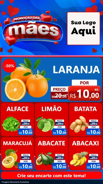 Modelo de Rede Social para Stories com o tema Promoção das Mães para Hortifrúti
