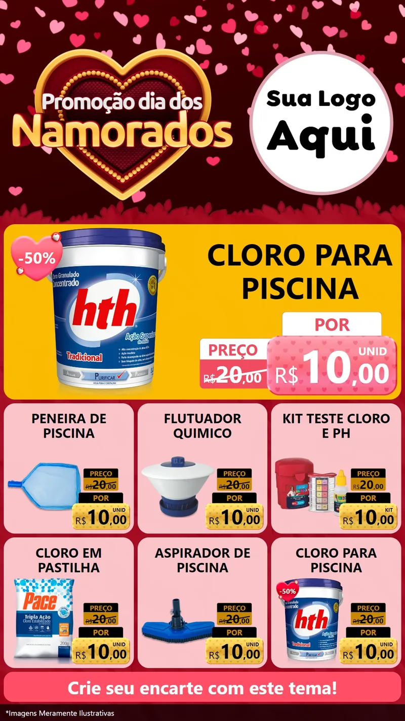 Modelo de Rede Social para Stories com o tema Promoção Dia Dos Namorados para Produtos para Piscina