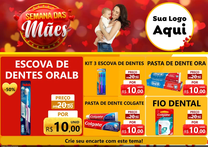 Modelo de Encarte para Encarte A4 Horizontal com o tema Semana das Mães para Higiene Pessoal