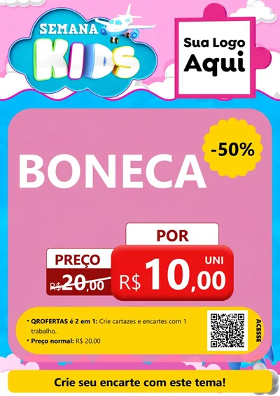 Modelo de Cartaz para Cartaz A4 Vertical com o tema Semana Kids para Brinquedos