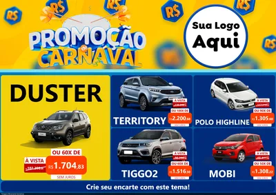 Modelo de Encarte para Encarte A4 Horizontal com o tema Promoção de Carnaval para Concessionaria de Carros
