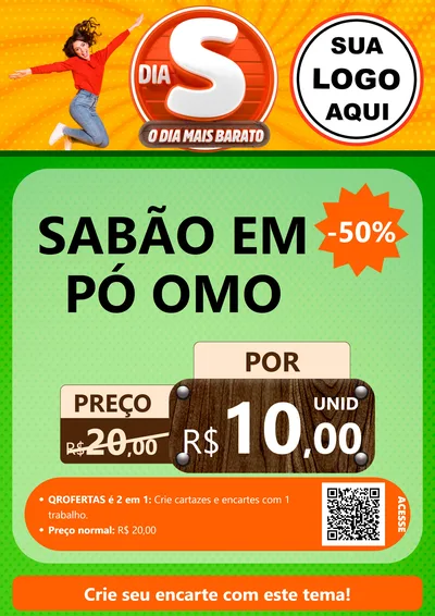 Modelo de Cartaz para Cartaz A4 Vertical com o tema Dia S - O Dia Mais Barato para Produtos de Limpeza