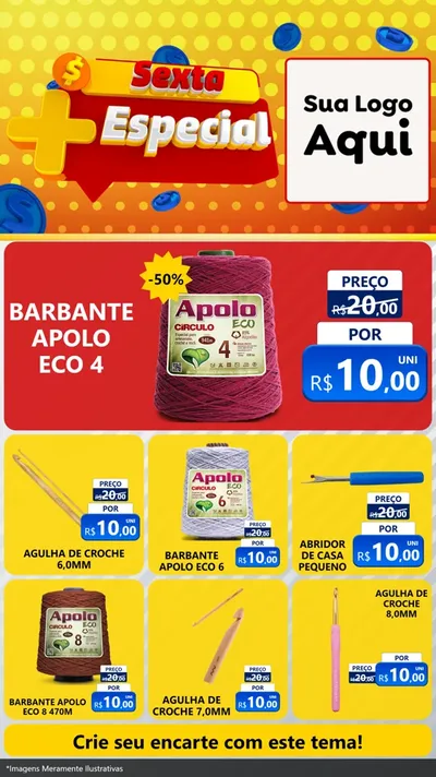 Modelo de Rede Social para Stories com o tema Sexta Mais Especial para Armarinho e Aviamentos