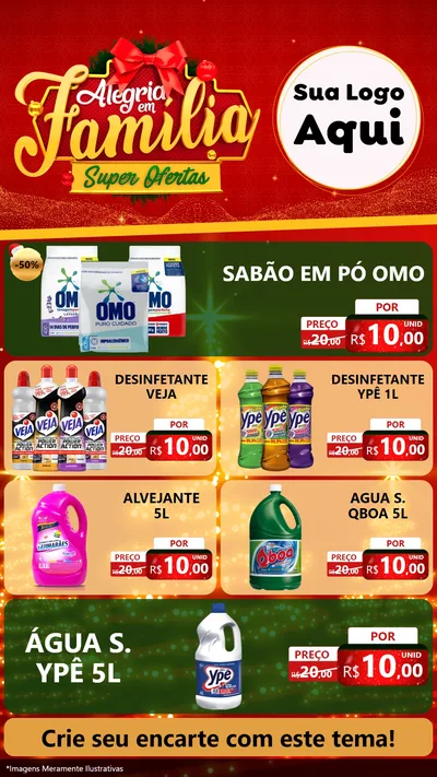 Modelo de TV para TV Vertical com o tema Alegria em Família Super Ofertas - Natal para Produtos de Limpeza