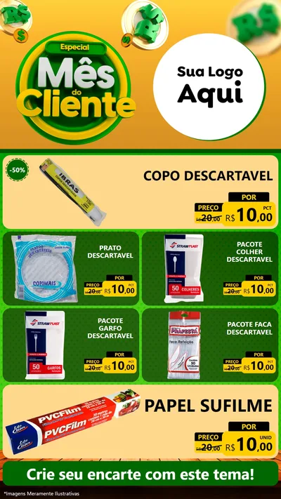 Modelo de TV para TV Vertical com o tema Especial Mês do Cliente para Embalagens