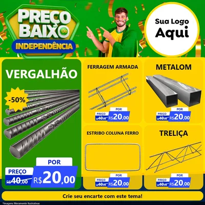 Modelo de Rede Social para Feed Facebook com o tema Preço Baixo de Independência para Ferragens