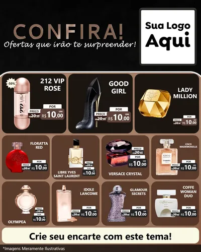 Modelo de Rede Social para Feed Instagram com o tema Confira! Ofertas que irão te surpreender! para Perfumes