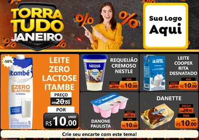 Modelo de Encarte para Encarte A4 Horizontal com o tema Torra Tudo Janeiro para Frios e Laticínios