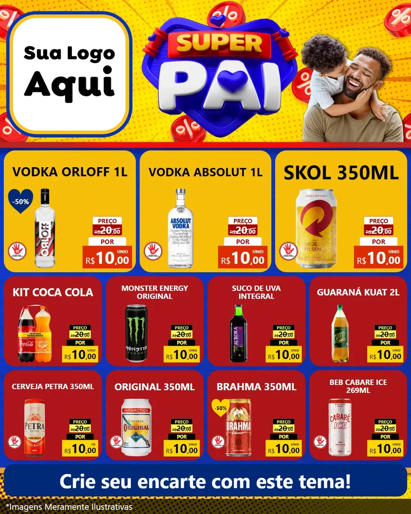 Modelo de Rede Social para Feed Instagram com o tema Super Pai para Distribuidora de bebidas